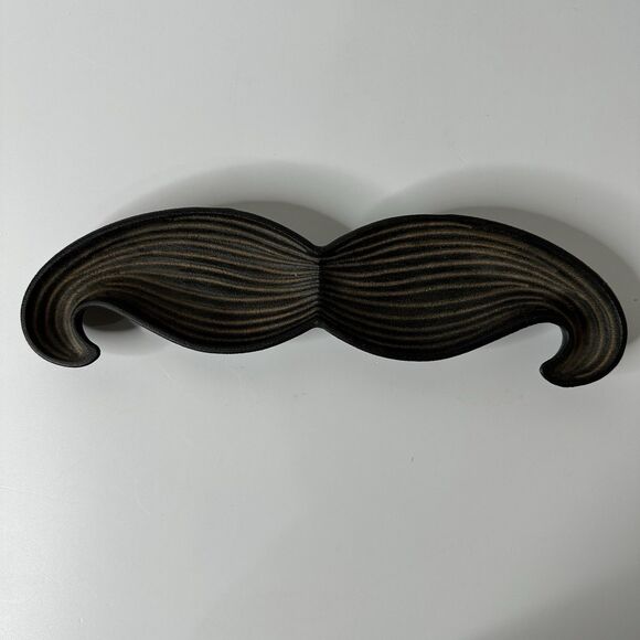 Cast Iron Mustache Trinket Dish 12x3" Whimsical Catchall Coins Keys Jewelry Tray - Picture 2 of 13